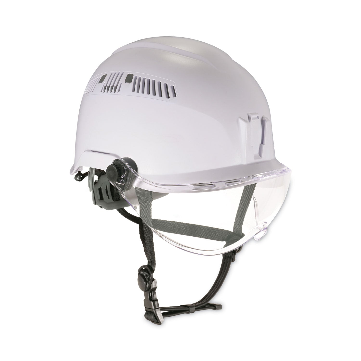 ergodyne Skullerz 8975V Class C Safety Helmet with 8991 Visor Kit, Clear Lens, 6 Point Ratchet Suspension, White (60219)