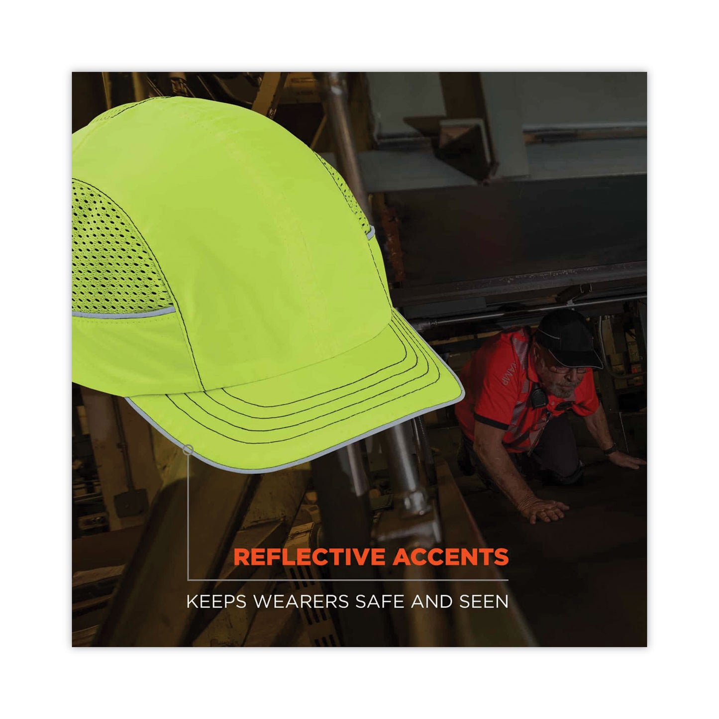 ergodyne Skullerz 8950 Bump Cap Hat, Short Brim, Lime (23333)