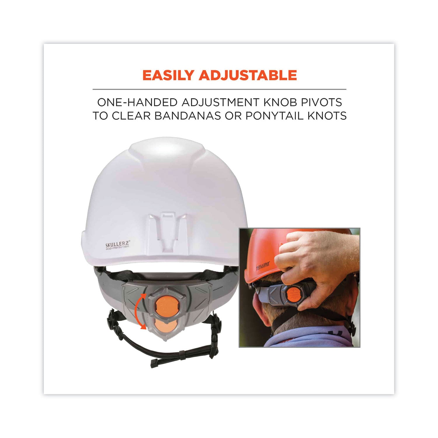 ergodyne Skullerz 8974V Class E Safety Helmet with 8991 Visor Kit, Clear Lens, 6-Point Ratchet Suspension, White (60215)