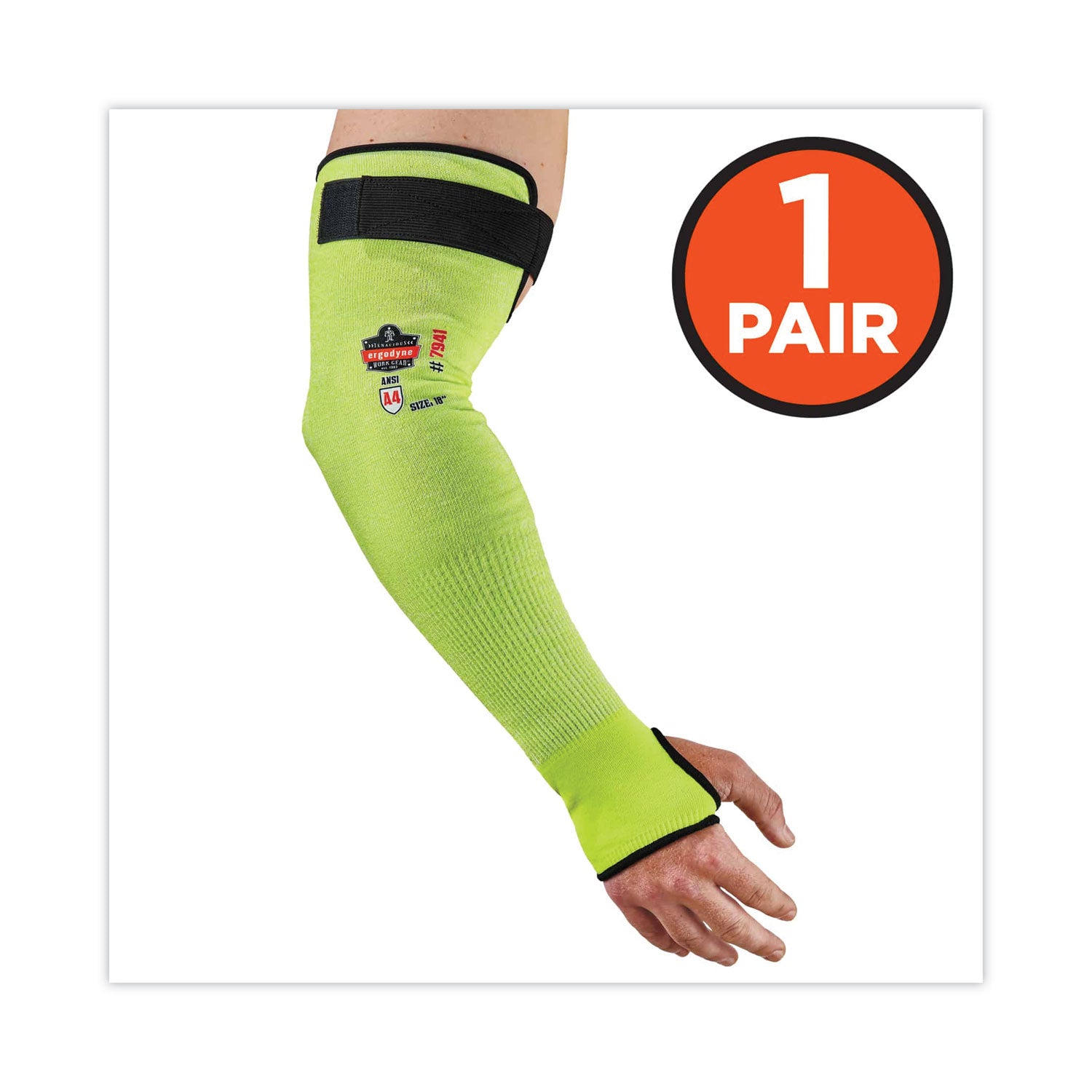 ergodyne ProFlex 7941-PR CR Protective Arm Sleeve, 18", Lime, Pair (17943)