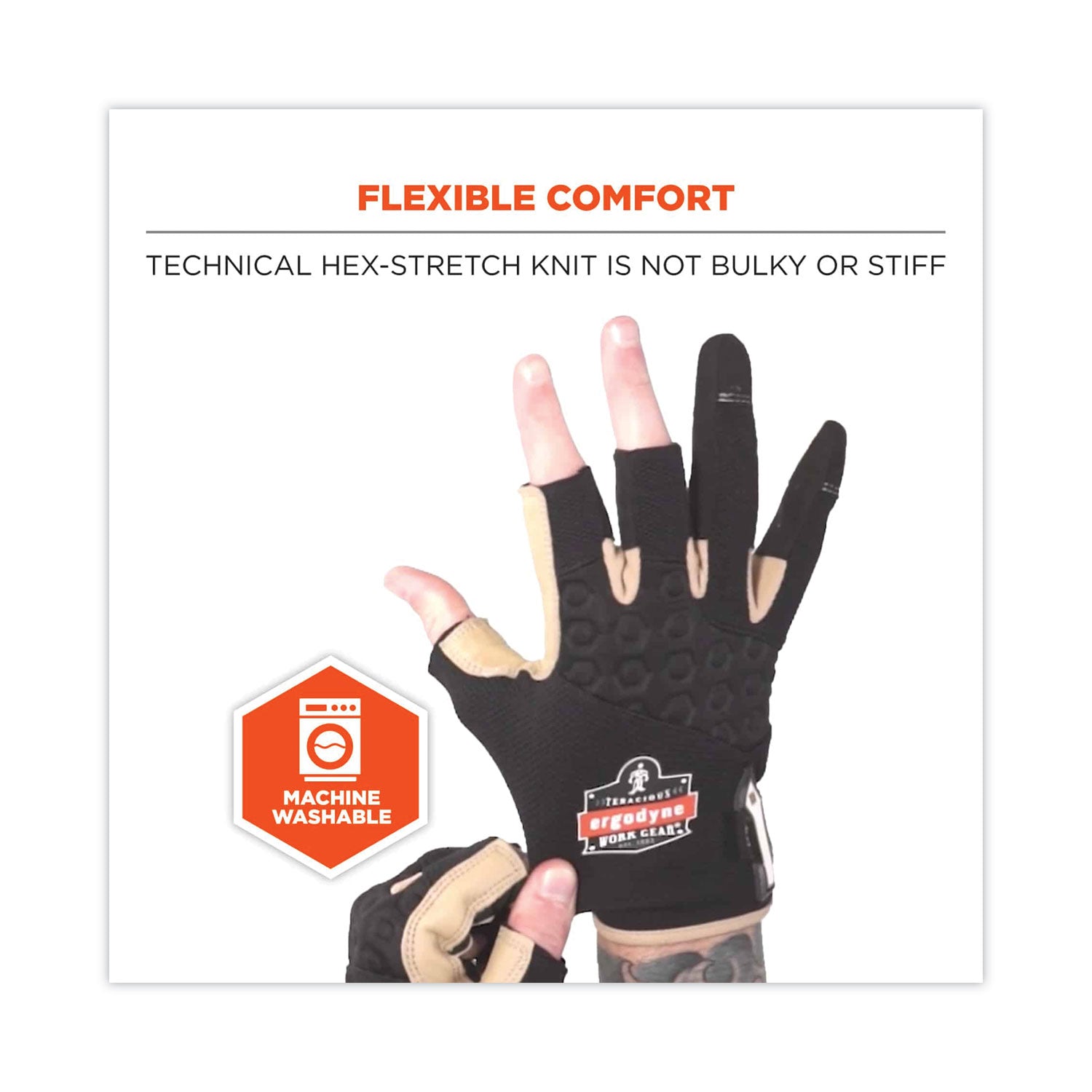 ergodyne ProFlex 720LTR Heavy-Duty Leather-Reinforced Framing Gloves, Black, 2X-Large, Pair (17156)