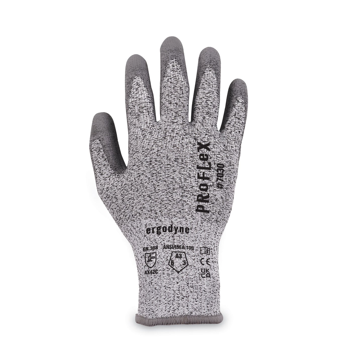 ergodyne ProFlex 7030 ANSI A3 PU Coated CR Gloves, Gray, Large, Pair (10464)