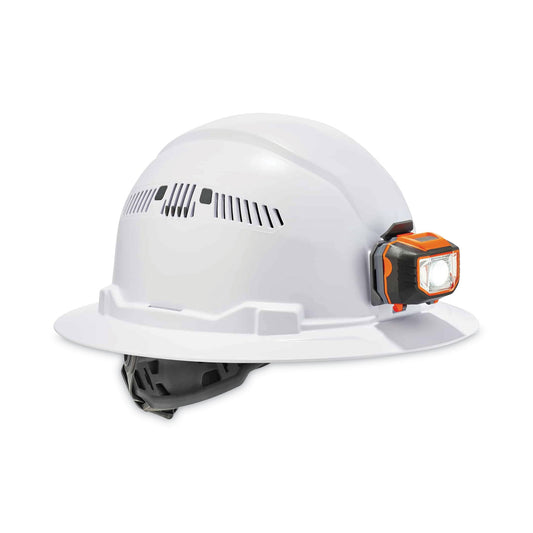 ergodyne Skullerz 8973LED Class C Hard Hat Full Brim with LED Light, White (60156)