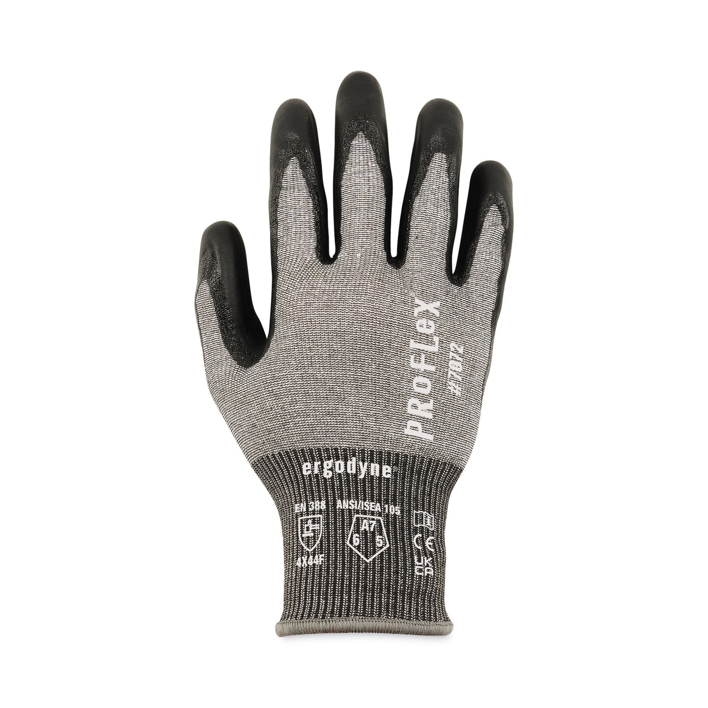 ergodyne ProFlex 7072 ANSI A7 Nitrile-Coated CR Gloves, Gray, Large, Pair (10314)