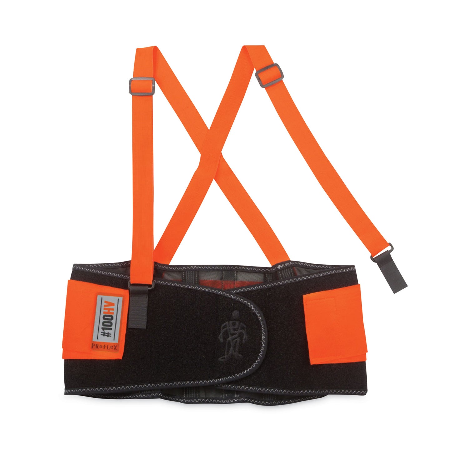 ergodyne ProFlex 100HV Economy Hi-Vis Spandex Back Support Brace, X-Large, 38" to 42" Waist, Black/Orange (11885)