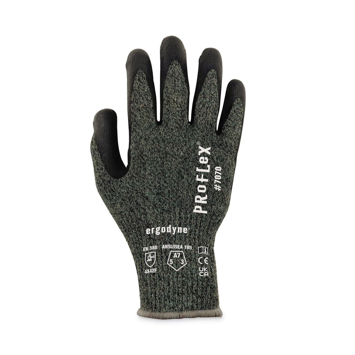 ergodyne ProFlex 7070 ANSI A7 Nitrile Coated CR Gloves, Green, Small, Pair (18042)