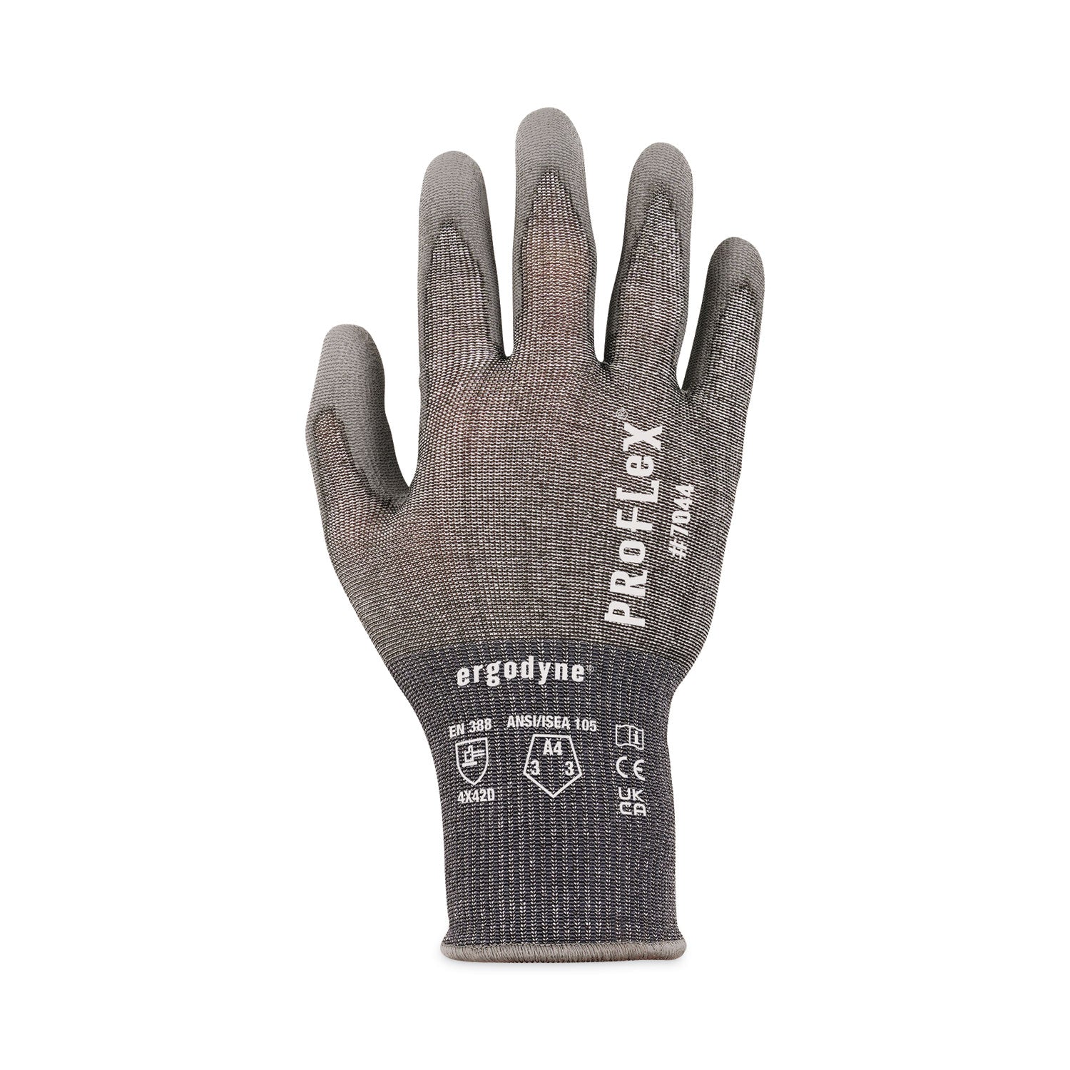 ergodyne ProFlex 7044 ANSI A4 PU Coated CR Gloves, Gray, Medium, Pair (10493)