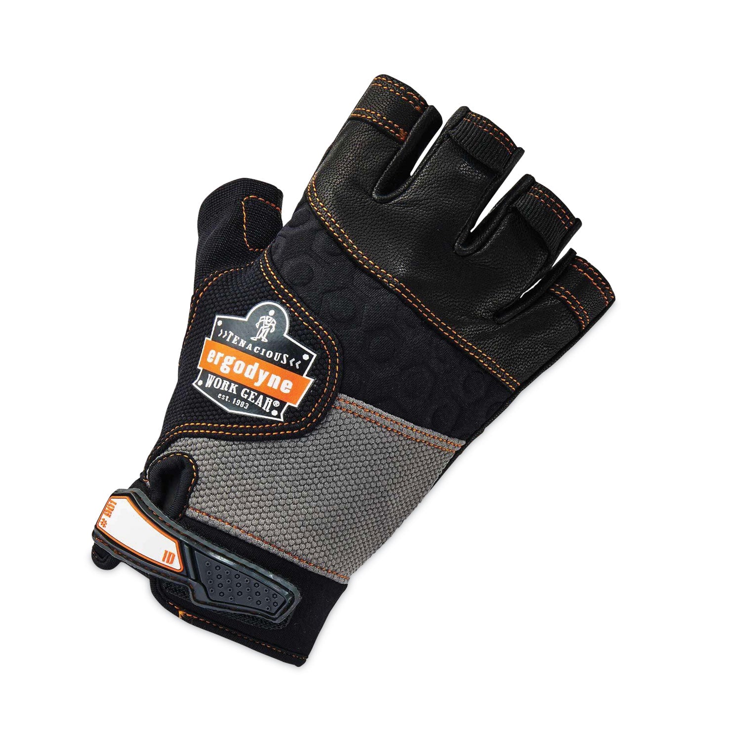 ergodyne ProFlex 901 Half-Finger Leather Impact Gloves, Black, Small, Pair (17782)