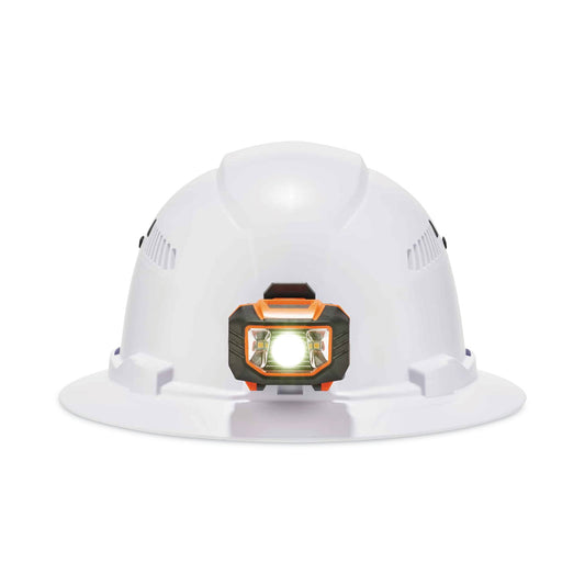 ergodyne Skullerz 8973LED Class C Hard Hat Full Brim with LED Light, White (60156)