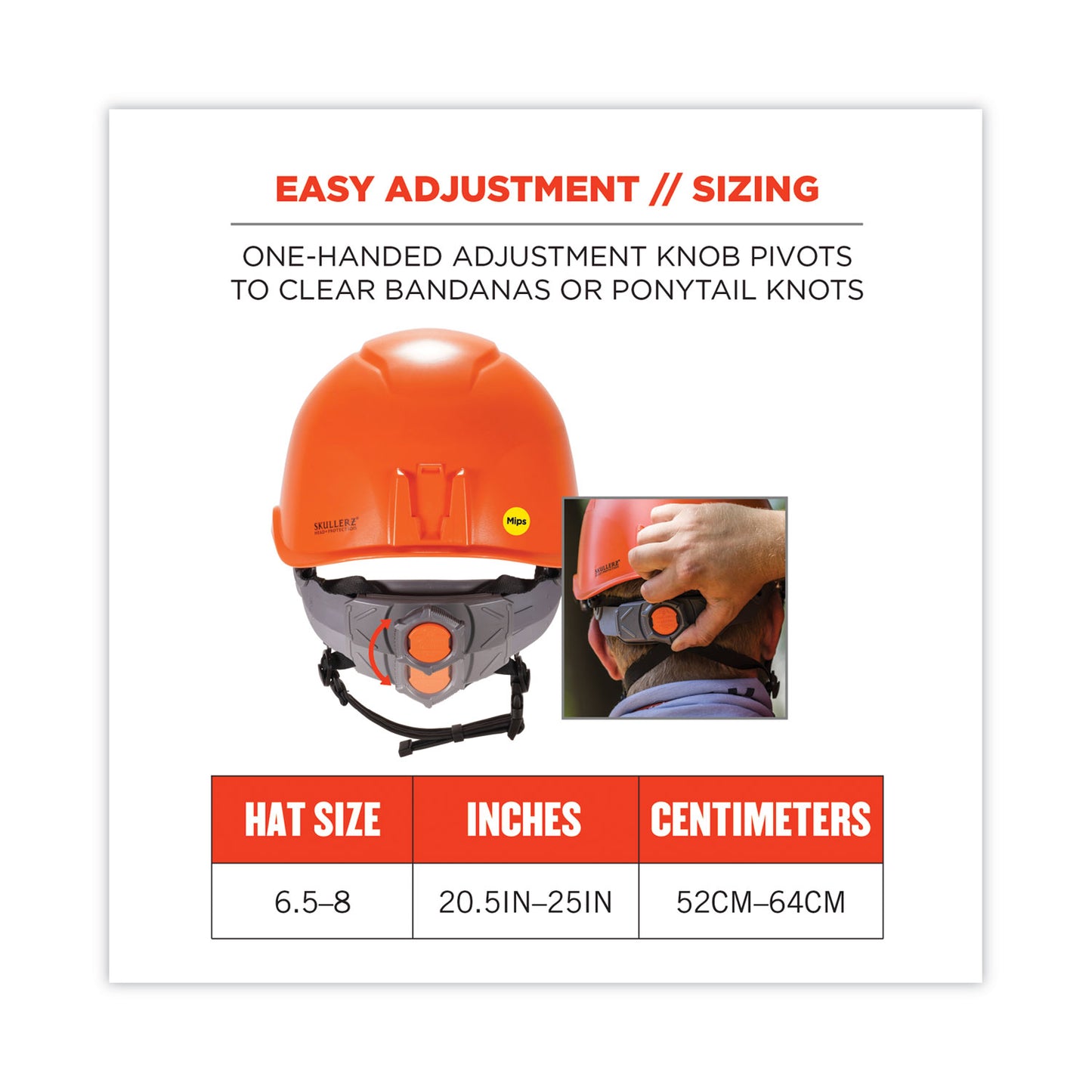 ergodyne Skullerz 8975-MIPS Class C Safety Helmet with MIPS Elevate Ratchet Suspension, Orange (60257)