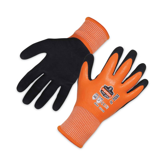 ergodyne ProFlex 7551 ANSI A5 Coated Waterproof CR Gloves, Orange, Large, Pair (17674)