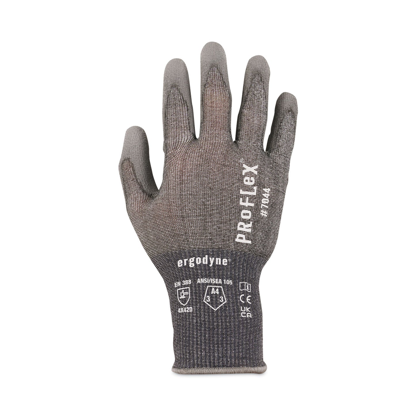 ergodyne ProFlex 7044 ANSI A4 PU Coated CR Gloves, Gray, Large, Pair (10494)