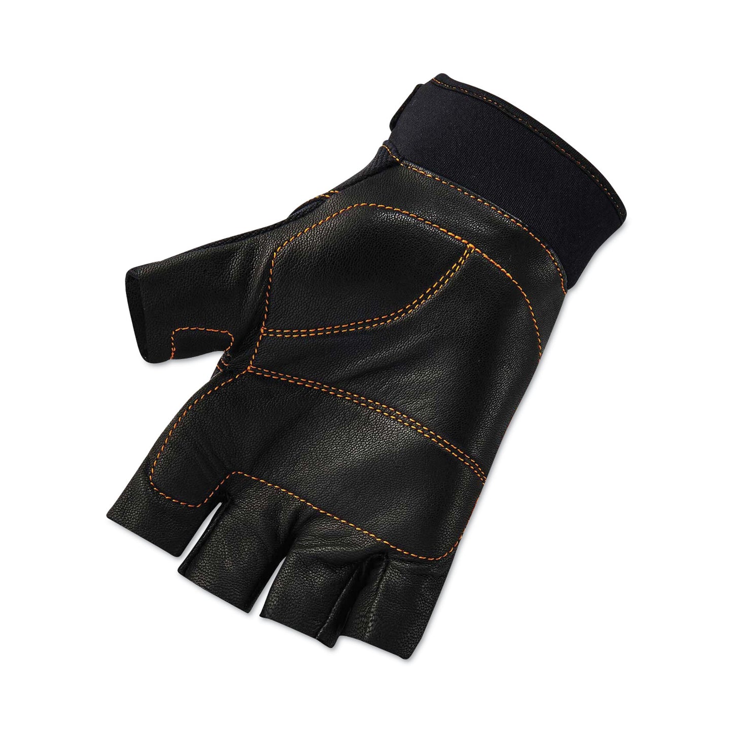 ergodyne ProFlex 901 Half-Finger Leather Impact Gloves, Black, Large, Pair (17784)