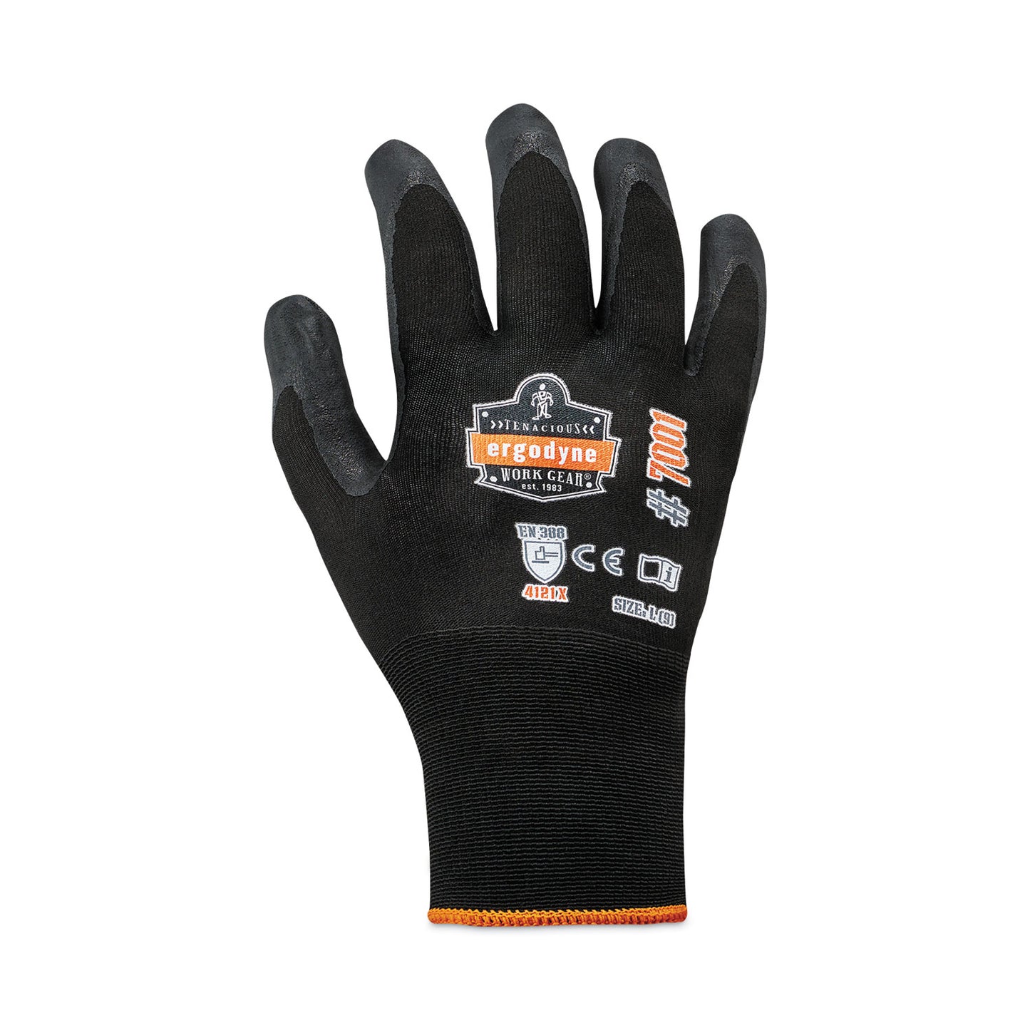 ergodyne ProFlex 7001 Nitrile-Coated Gloves, Black, Large, 144 Pairs/Pack (17854)