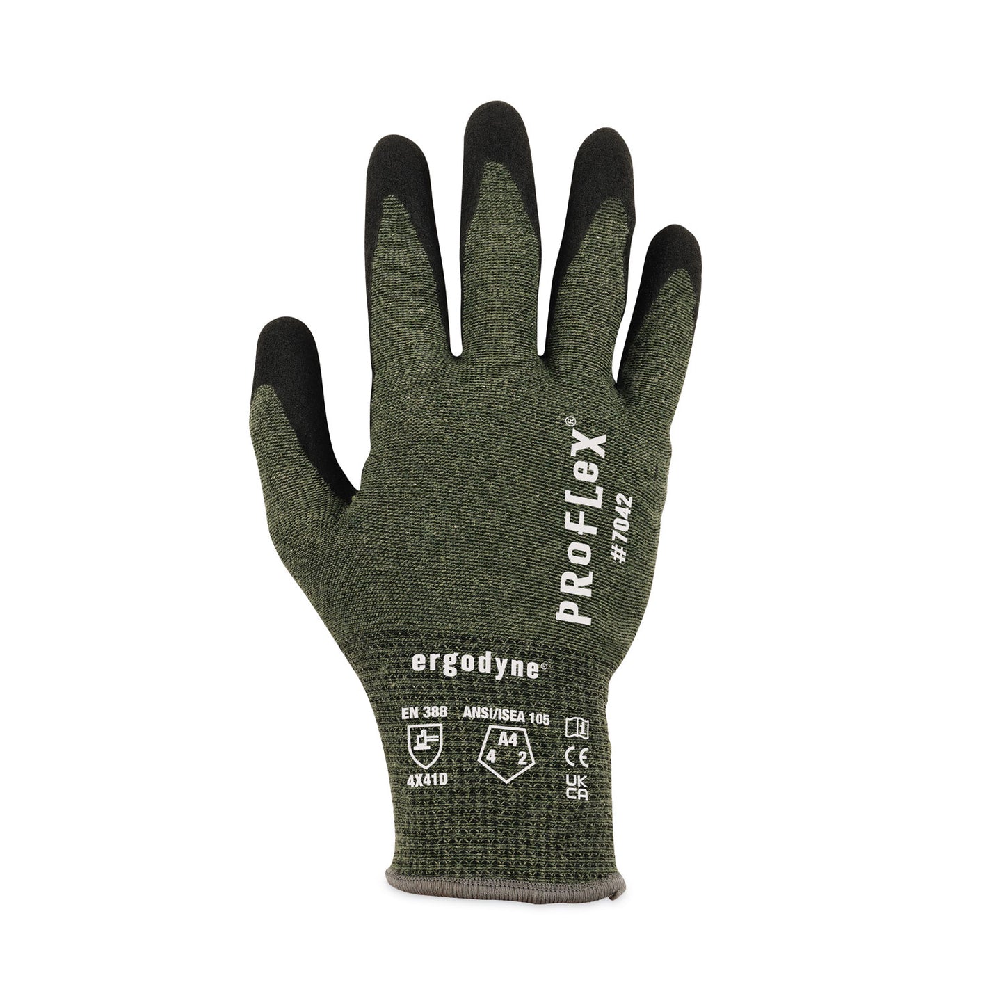 ergodyne ProFlex 7042 ANSI A4 Nitrile-Coated CR Gloves, Green, Large, Pair (10344)