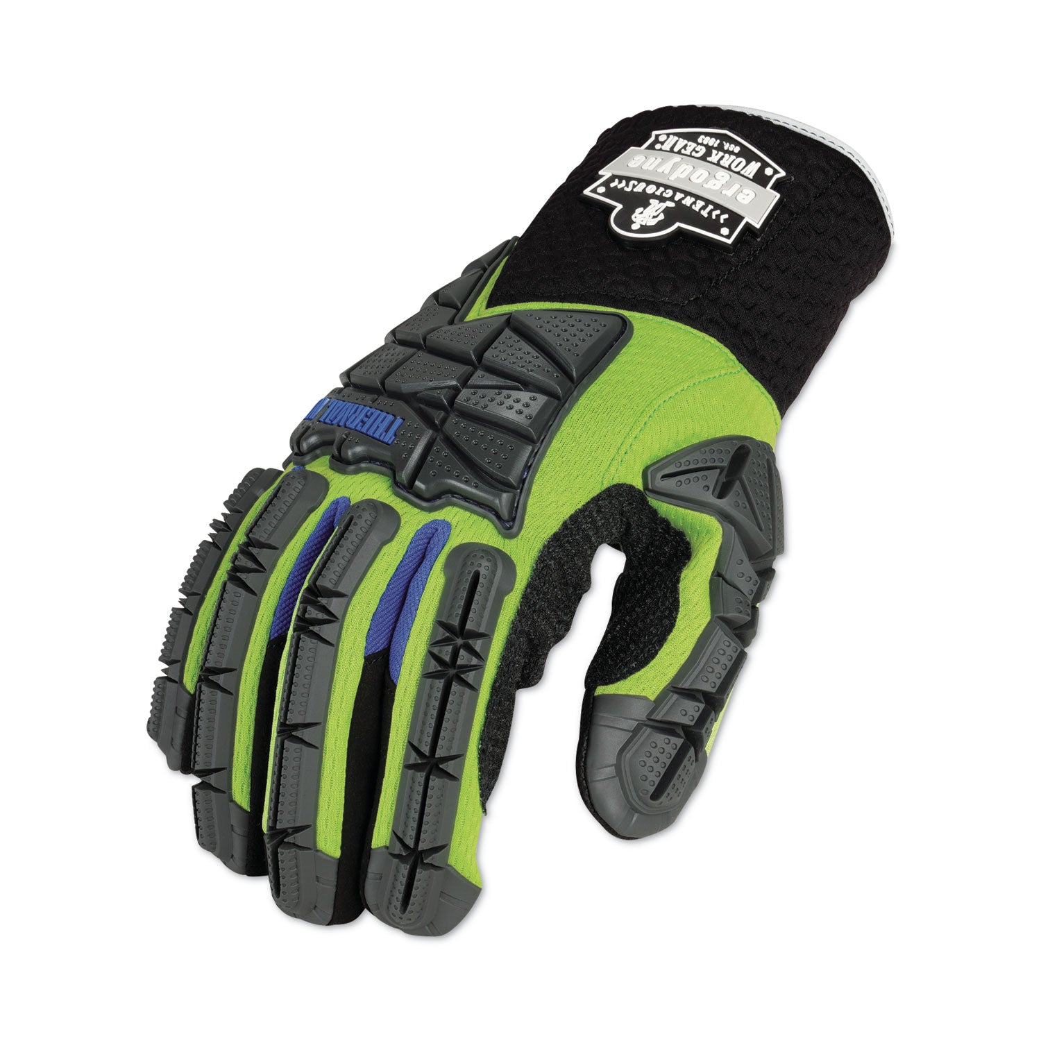 ergodyne ProFlex 925WP Performance Dorsal Impact-Reducing Thermal Waterproof Gloves, Black/Lime, 2X-Large, Pair (18106)