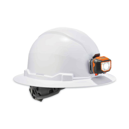 ergodyne Skullerz 8971LED Class E Hard Hat Full Brim with LED Light, White (60152)