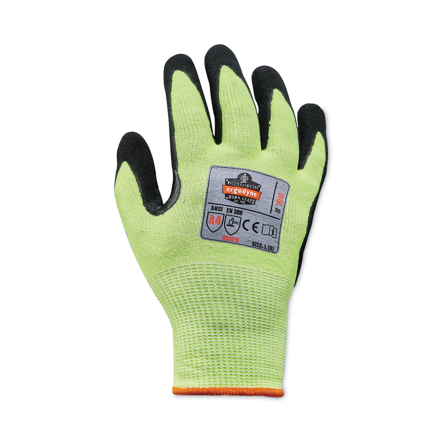 ergodyne ProFlex 7041 ANSI A4 Nitrile-Coated CR Gloves, Lime, Large, Pair (17814)