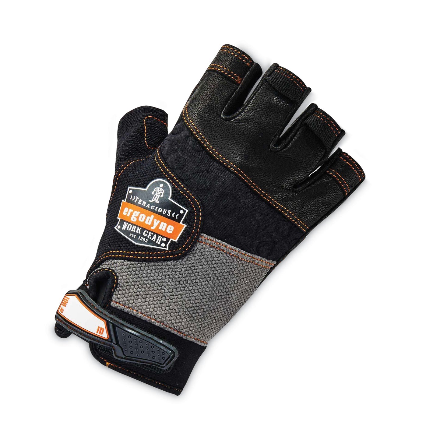 ergodyne ProFlex 901 Half-Finger Leather Impact Gloves, Black, X-Large, Pair (17785)