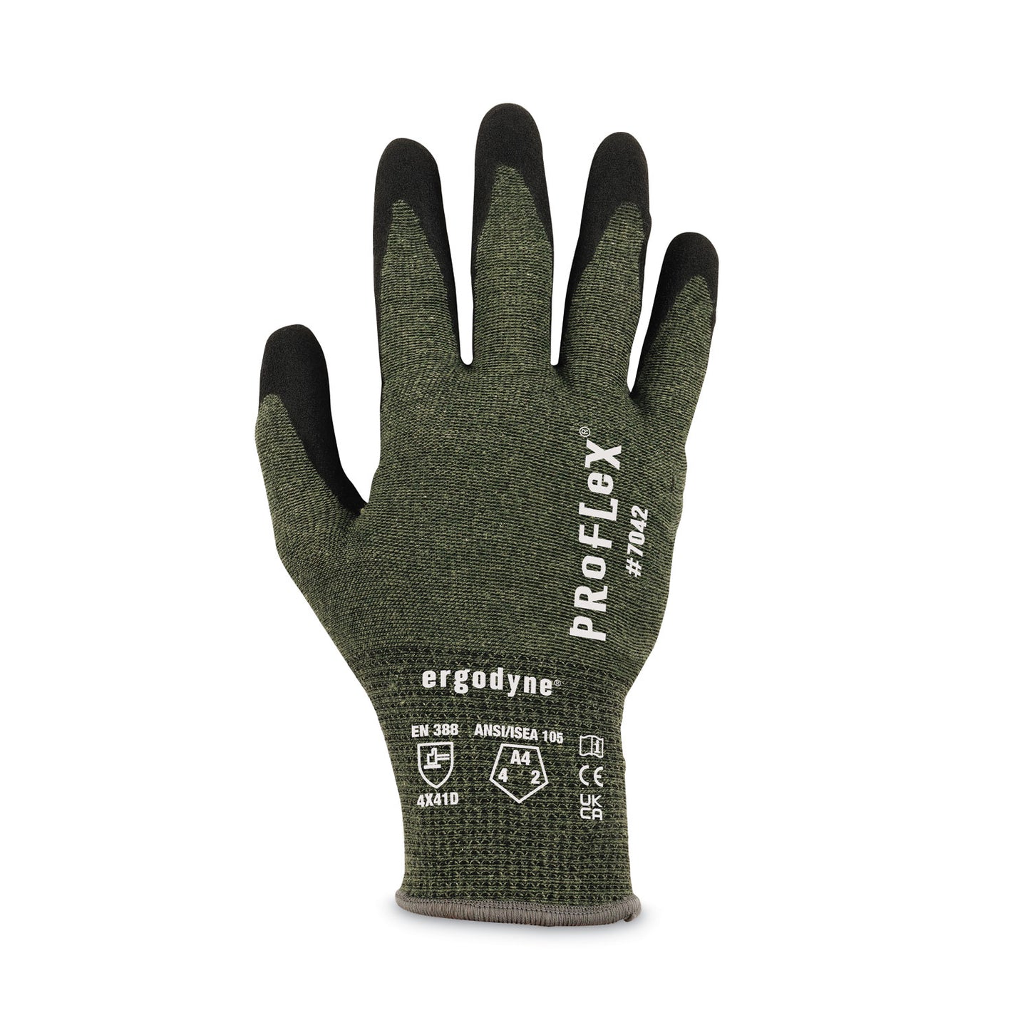 ergodyne ProFlex 7042 ANSI A4 Nitrile-Coated CR Gloves, Green, Small, Pair (10342)