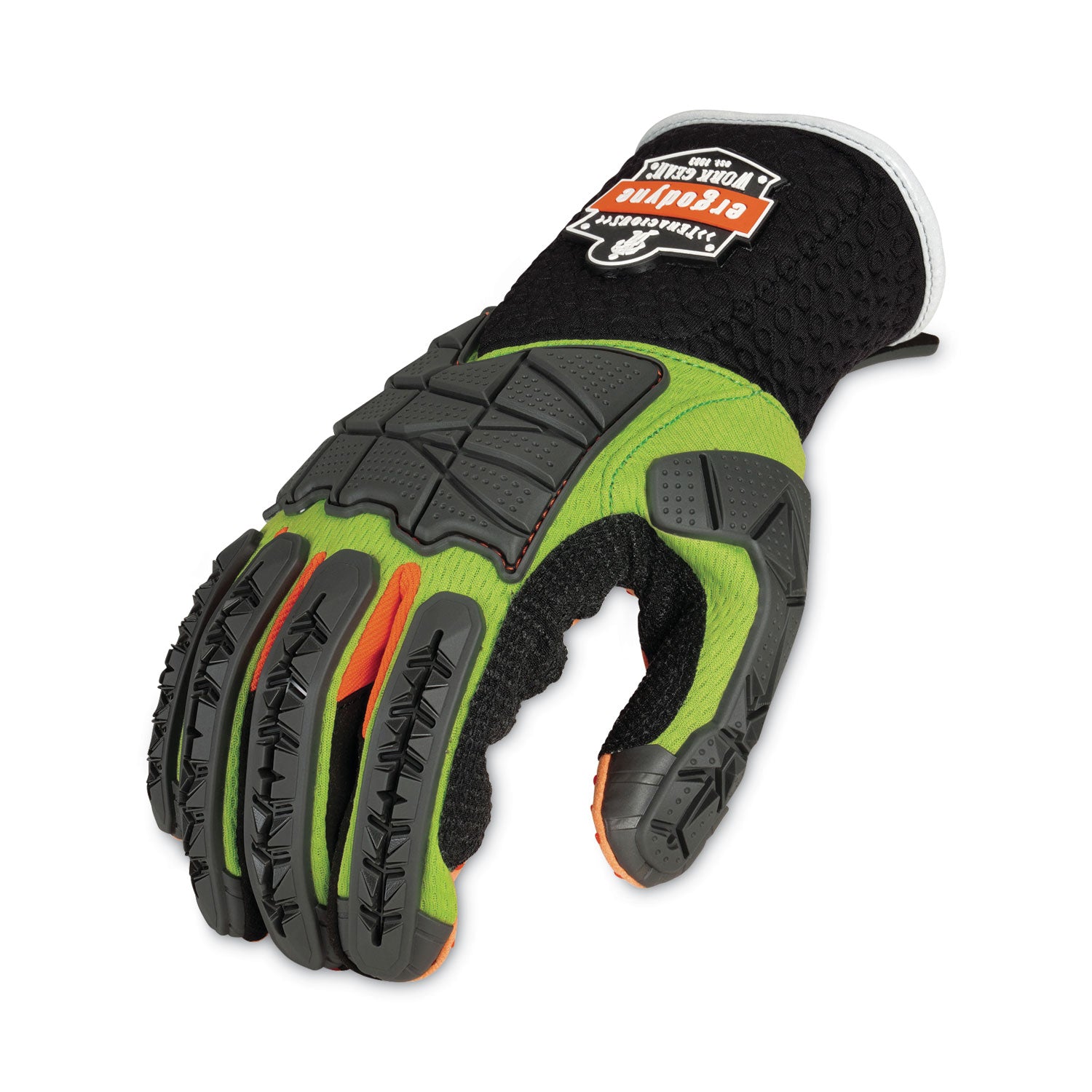 ergodyne ProFlex 925F(x) Standard Dorsal Impact-Reducing Gloves, Black/Lime, 2X-Large, Pair (17906)