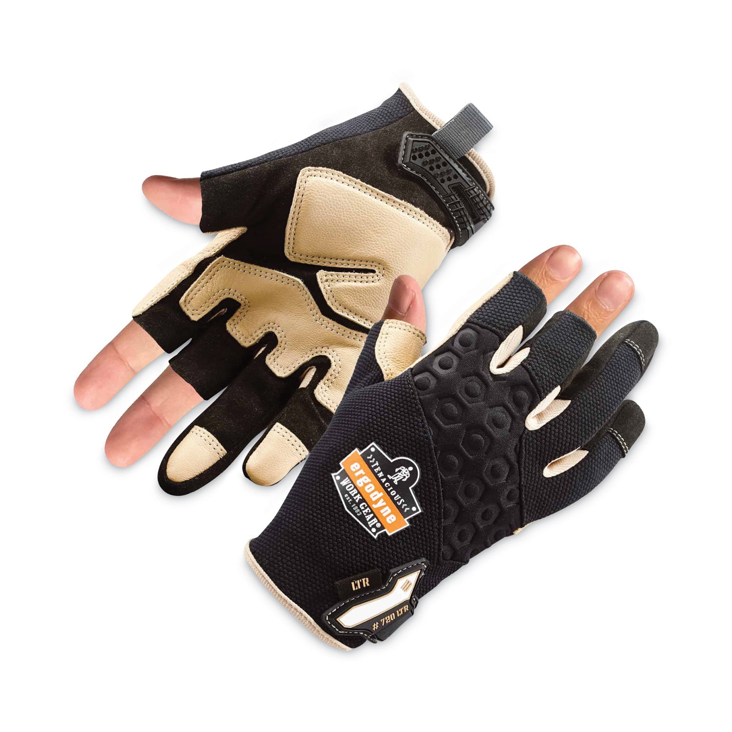 ergodyne ProFlex 720LTR Heavy-Duty Leather-Reinforced Framing Gloves, Black, 2X-Large, Pair (17156)