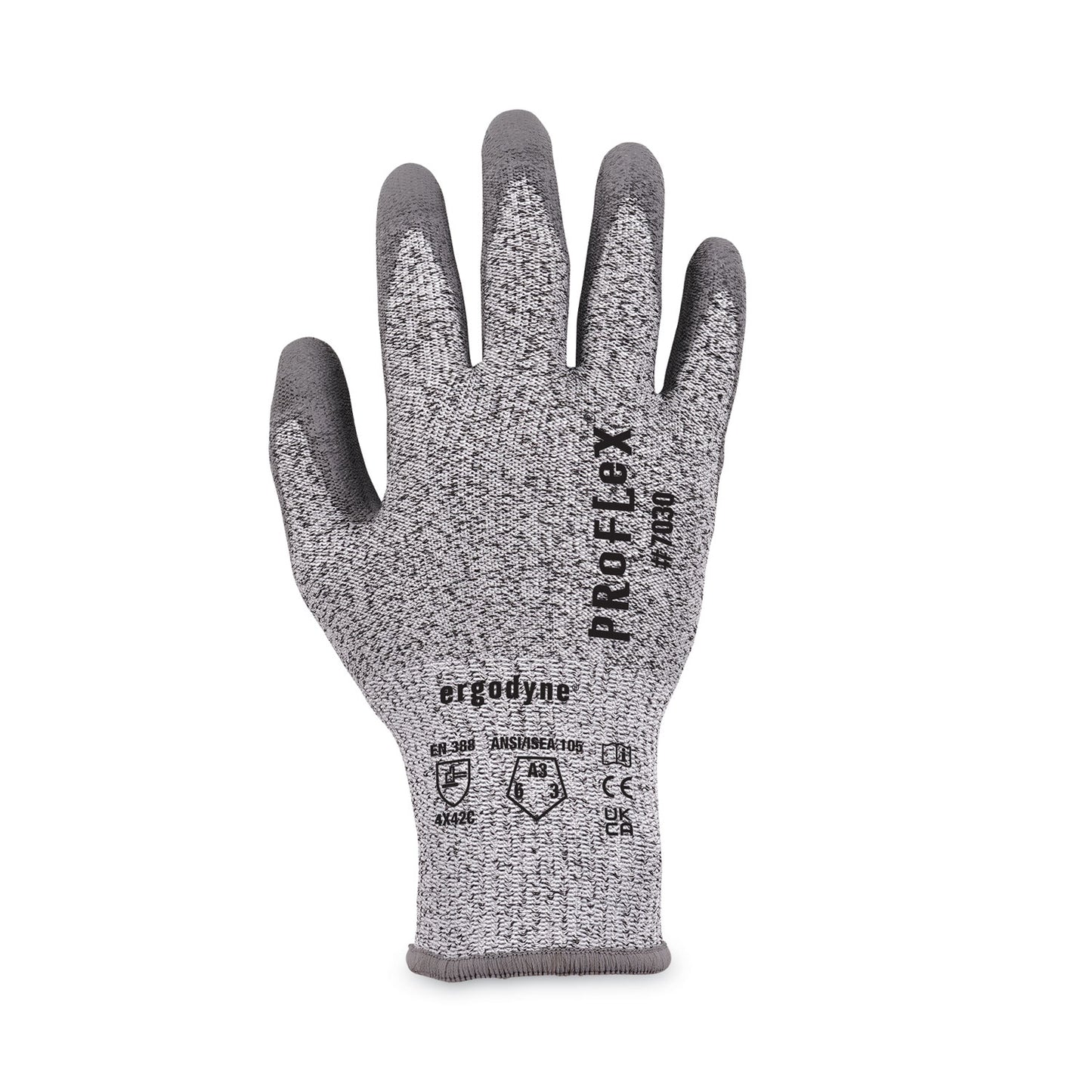 ergodyne ProFlex 7030 ANSI A3 PU Coated CR Gloves, Gray, Large, 12 Pairs/Pack (10454)