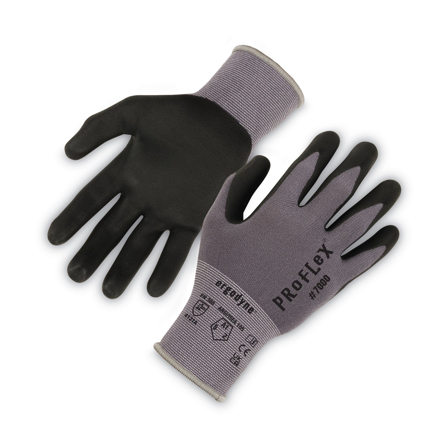 ergodyne ProFlex 7000 Nitrile-Coated Gloves Microfoam Palm, Gray, X-Large, Pair (10375)