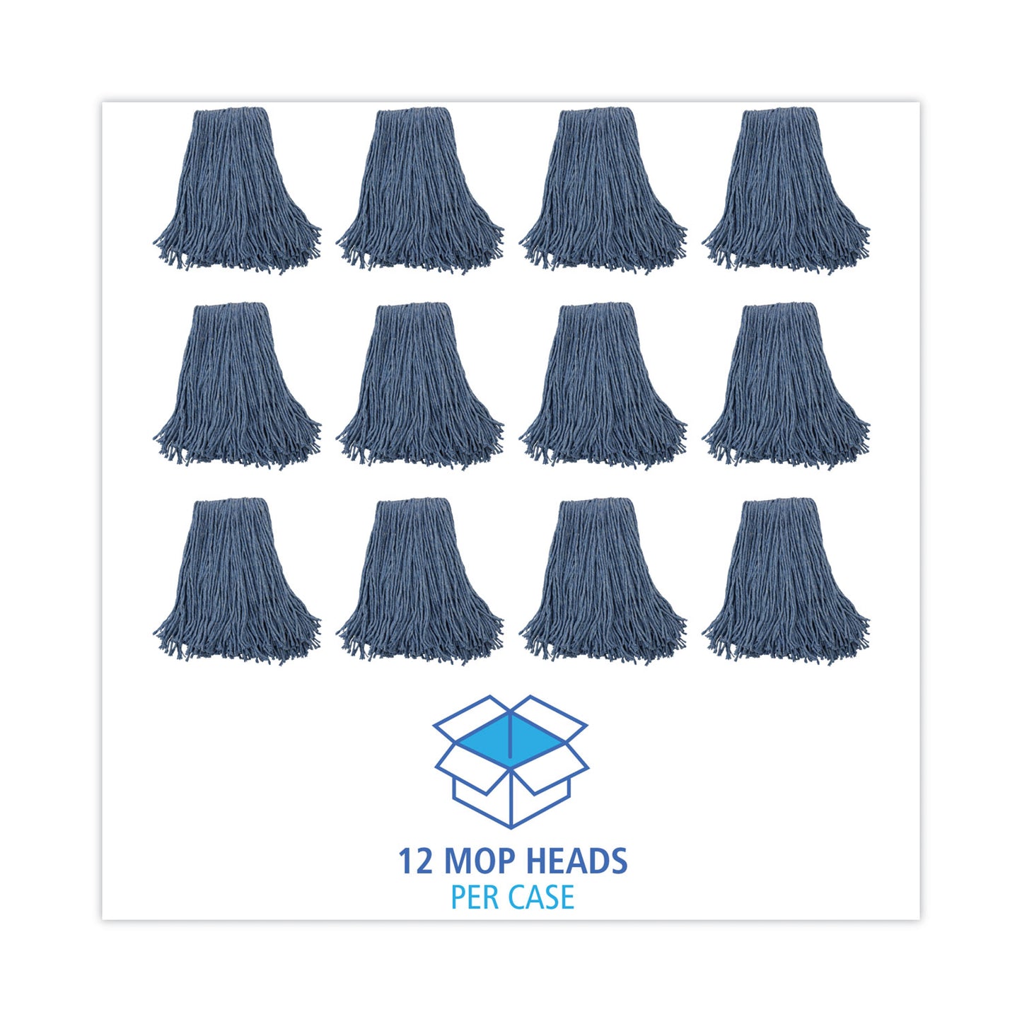 Boardwalk Mop Head, Standard Head, Cotton/Synthetic Fiber, Cut-End, #20, Blue, 12/Carton (2020B)