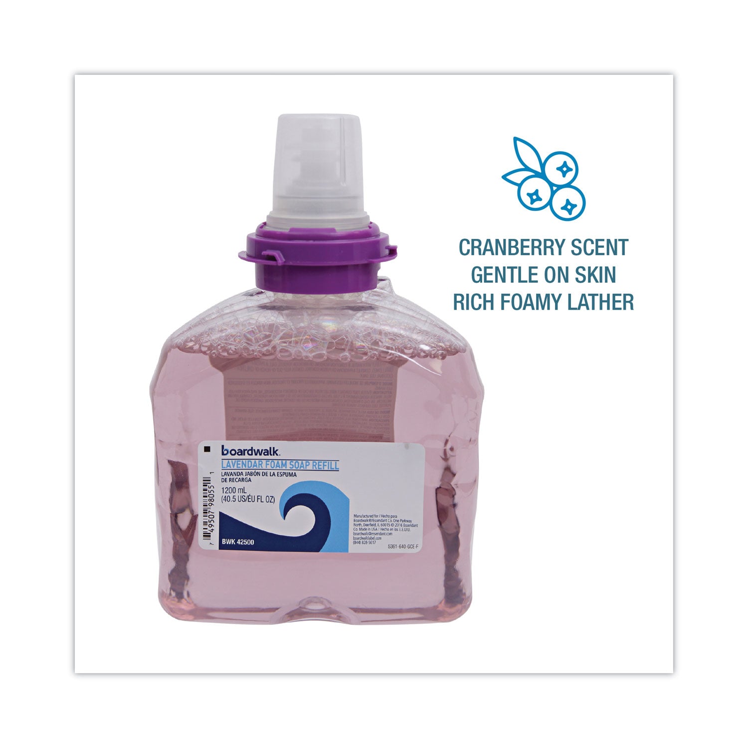 Boardwalk Lavender Foam Soap Refill, Cranberry Scent, 1,200 mL, 2/Carton (42500)