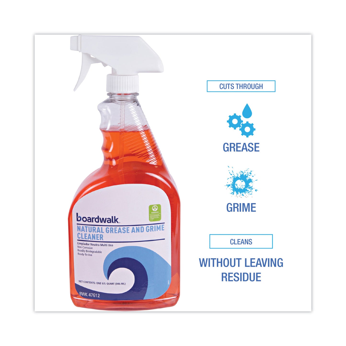 Boardwalk Green Natural Grease and Grime Cleaner, 32 oz Spray Bottle (47612EA)