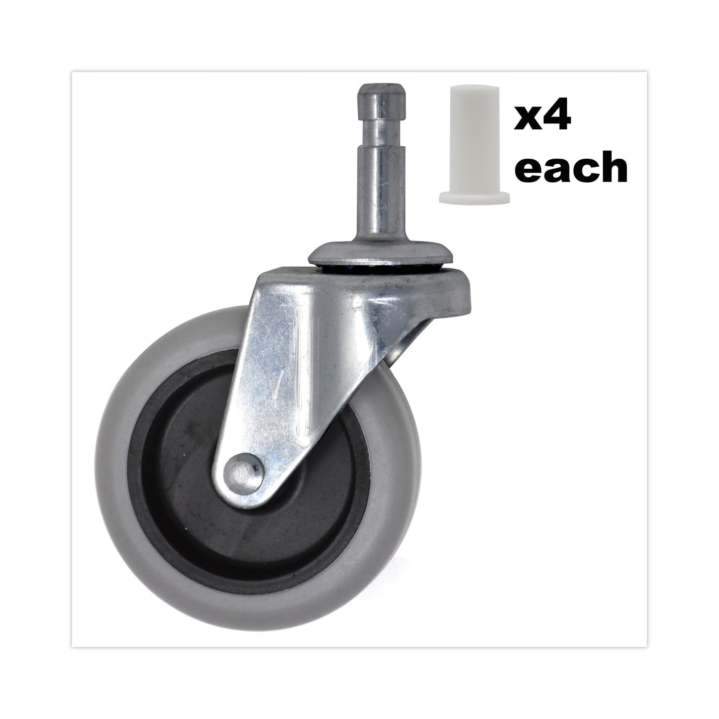 Replacement Bayonet-stem Swivel Casters, Grip Ring Stem (0.5" X 1.25"), 3" Hard Rubber Wheel, Gray