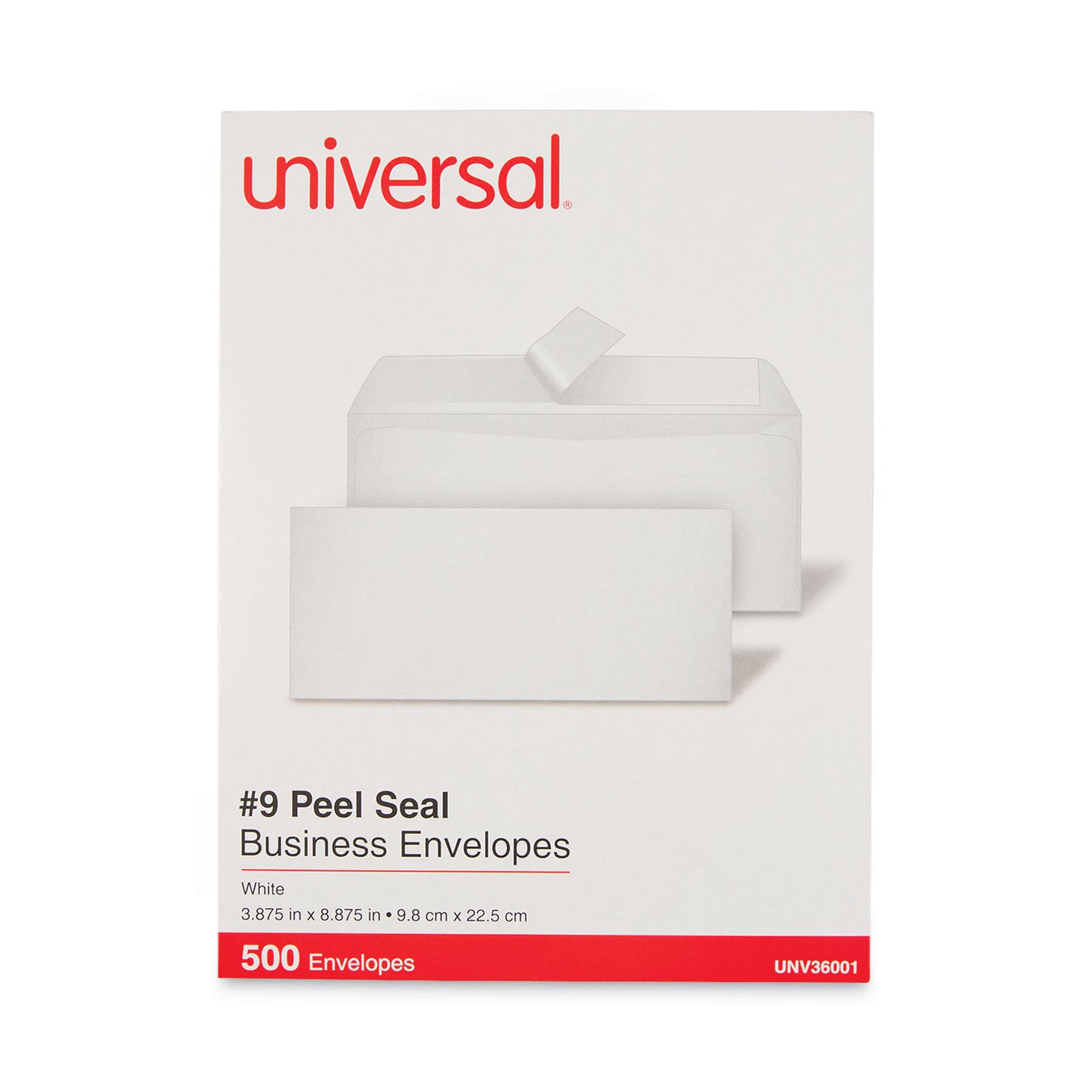 Universal Peel Seal Strip Business Envelope, #9, Square Flap, Self-Adhesive Closure, 3.88 x 8.88, White, 500/Box (36001)
