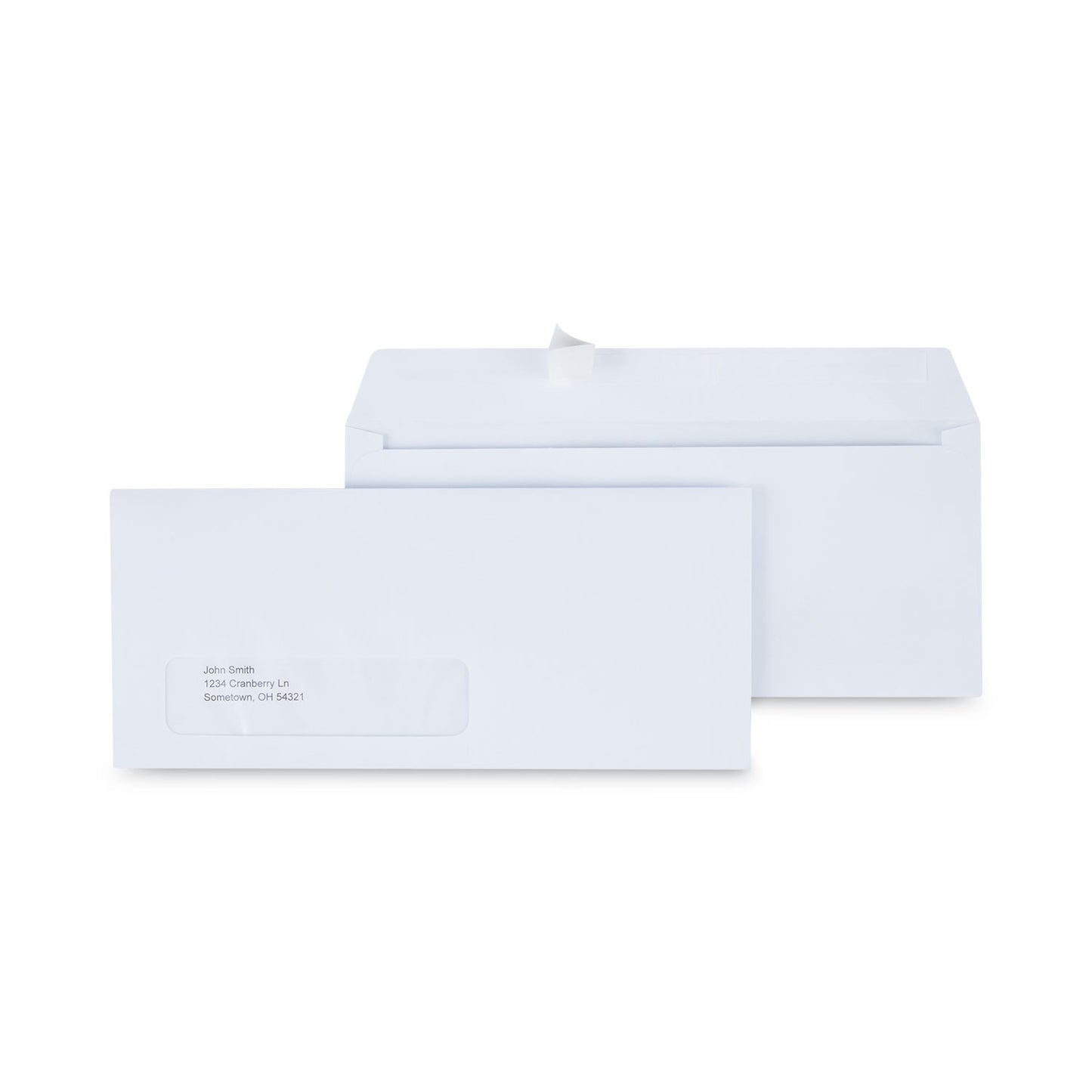 Universal Peel Seal Strip Business Envelope, Address Window, #10, Square Flap, Self-Adhesive Closure, 4.13 x 9.5, White, 500/Box (36005)