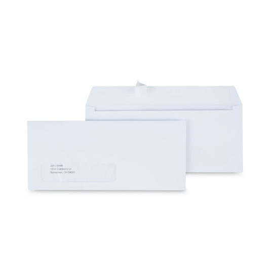 Universal Peel Seal Strip Business Envelope, Address Window, #10, Square Flap, Self-Adhesive Closure, 4.13 x 9.5, White, 500/Box (36005)