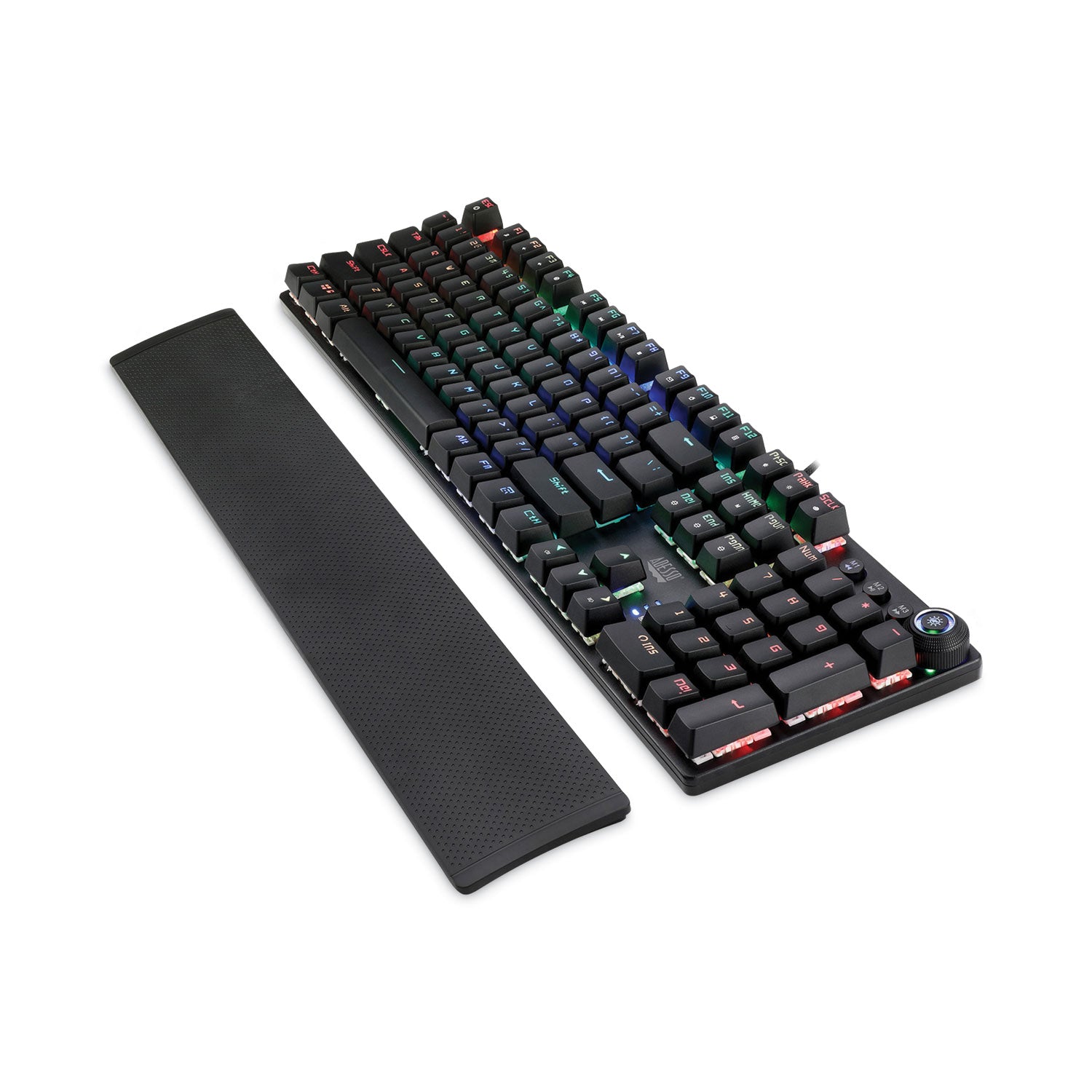 Adesso RGB Programmable Mechanical Gaming Keyboard with Detachable Magnetic Palmrest, 108 Keys, Black (AKB650EB)