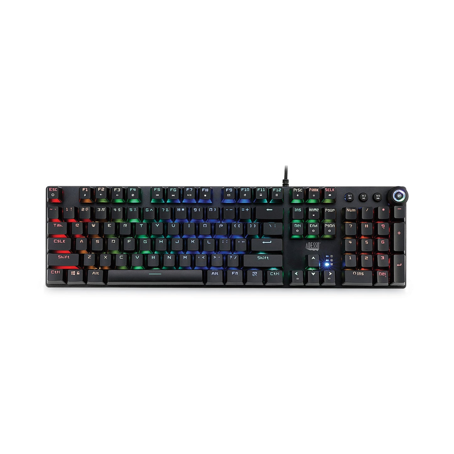 Adesso RGB Programmable Mechanical Gaming Keyboard with Detachable Magnetic Palmrest, 108 Keys, Black (AKB650EB)