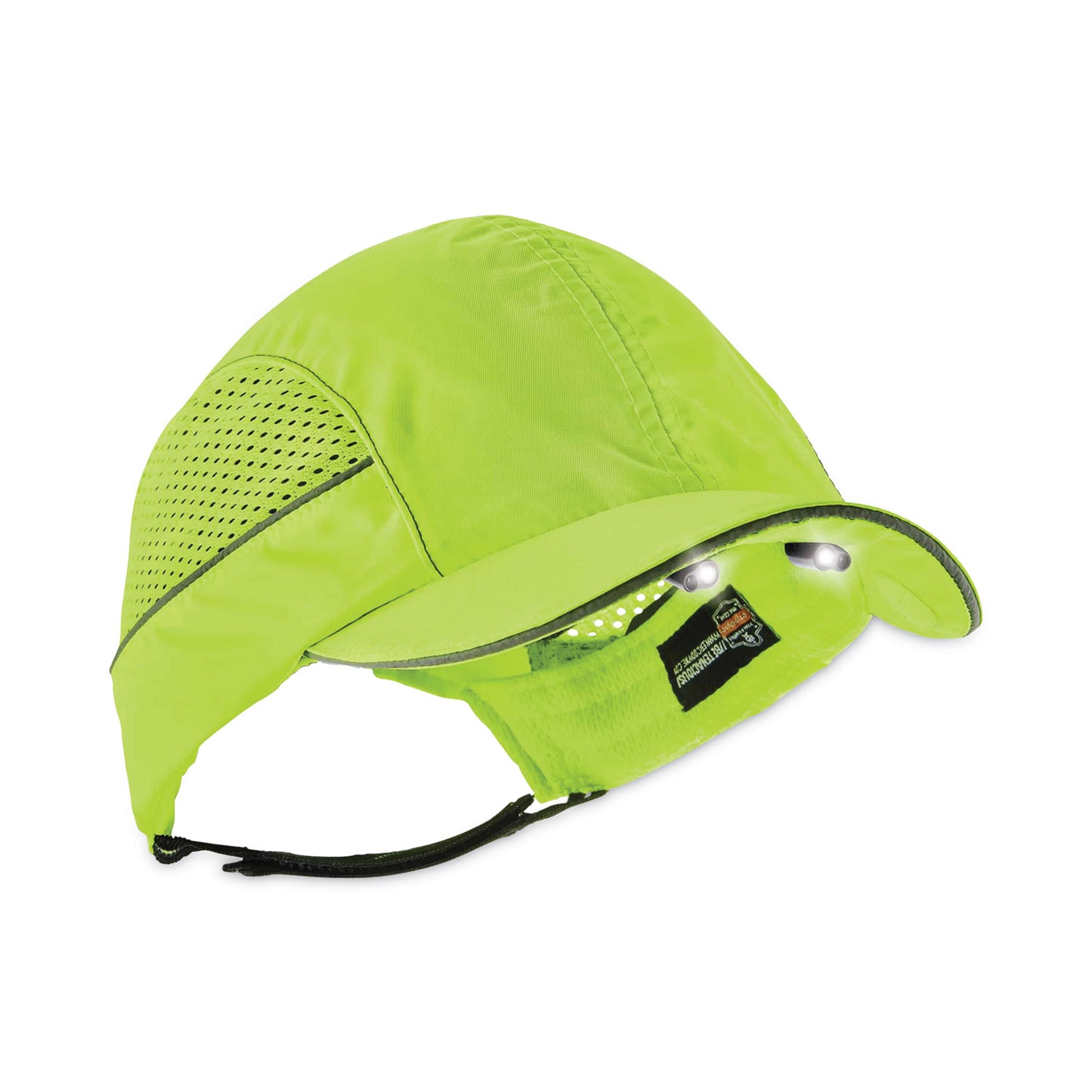 ergodyne Skullerz 8960 Bump Cap with LED Lighting, Short Brim, Lime Green (23377)