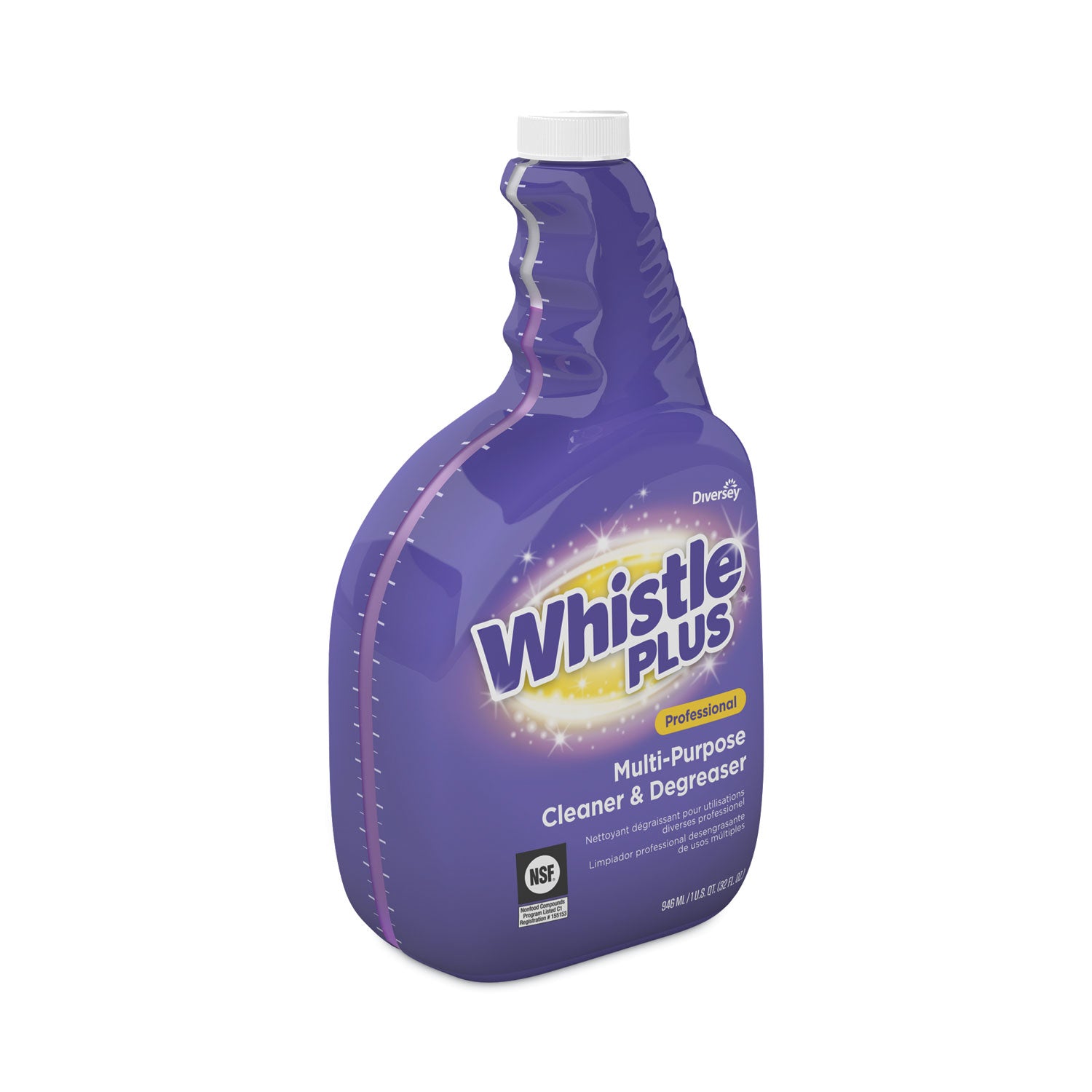 Diversey Whistle Plus Professional Multi-Purpose Cleaner/Degreaser, Citrus, 32 oz Spray Bottle, 4/Carton (CBD540571)