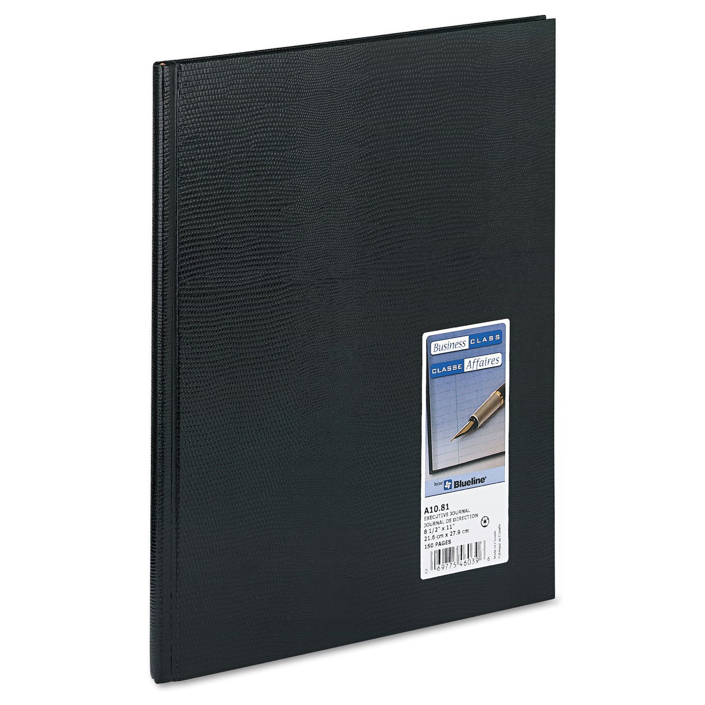 Blueline Executive Notebook with Ribbon Bookmark, 1-Subject, Medium/College Rule, Black Cover, (75) 10.75 x 8.5 Sheets (A1081)