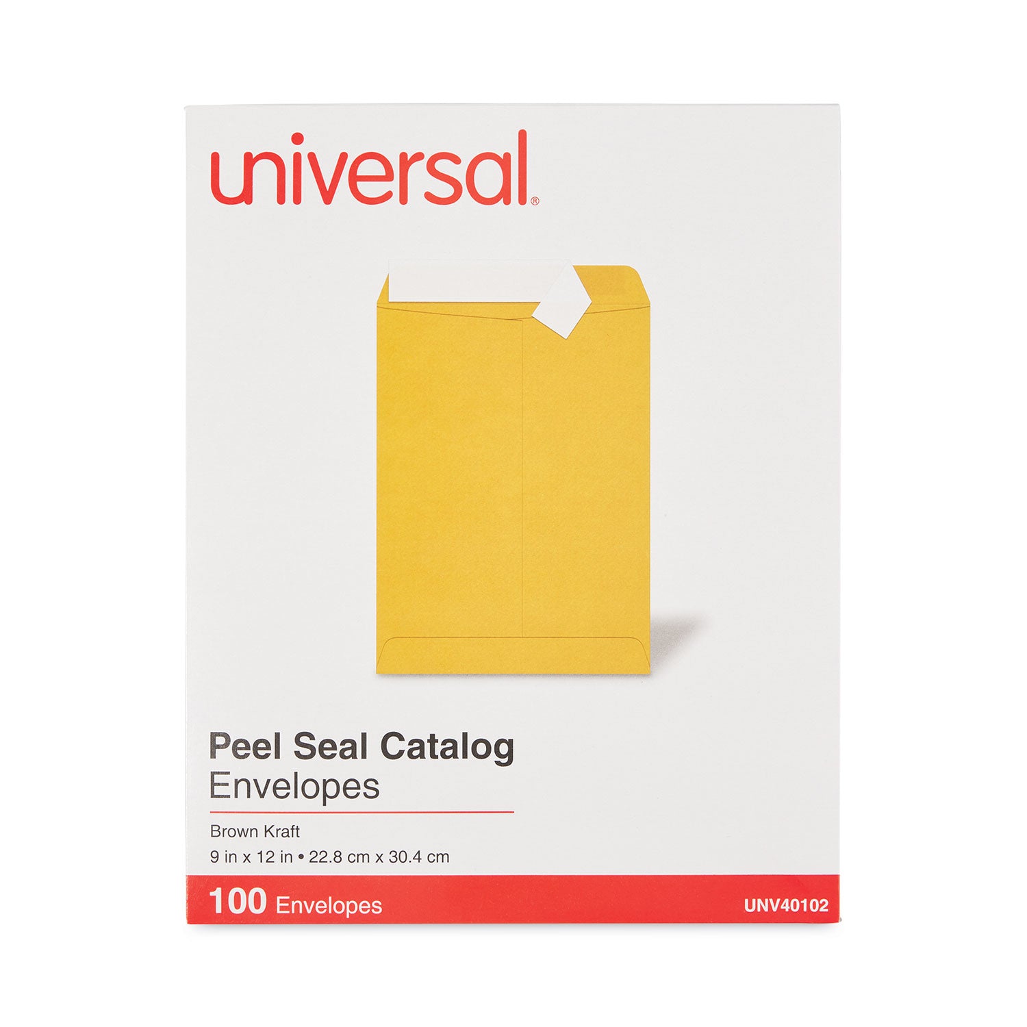 Universal Peel Seal Strip Catalog Envelope, #10 1/2, Square Flap, Self-Adhesive Closure, 9 x 12, Natural Kraft, 100/Box (40102)