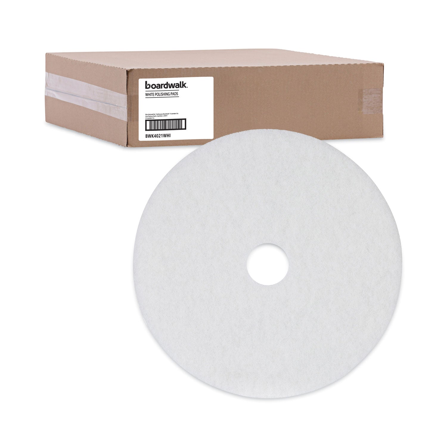 Boardwalk Polishing Floor Pads, 21" Diameter, White, 5/Carton (4021WHI)