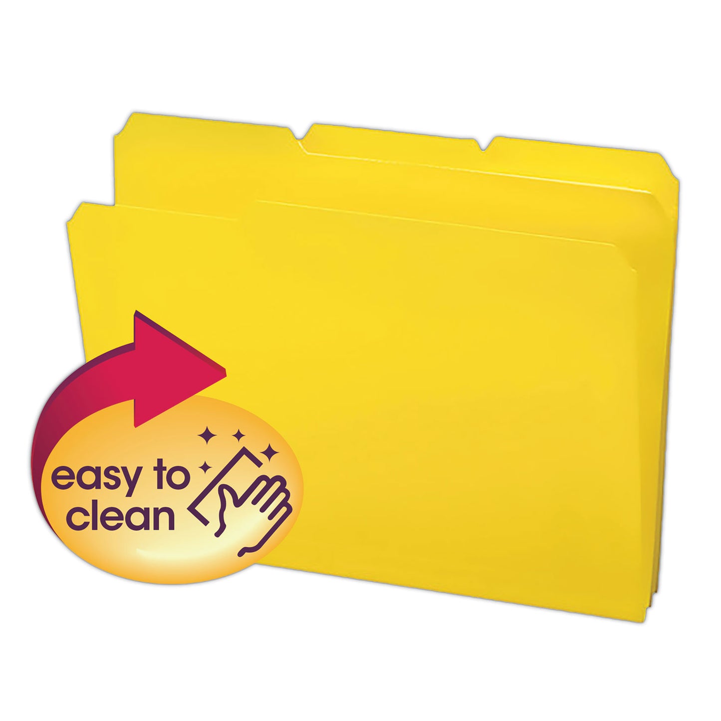 Smead Top Tab Poly Colored File Folders, 1/3-Cut Tabs: Assorted, Letter Size, 0.75" Expansion, Yellow, 24/Box (10504)