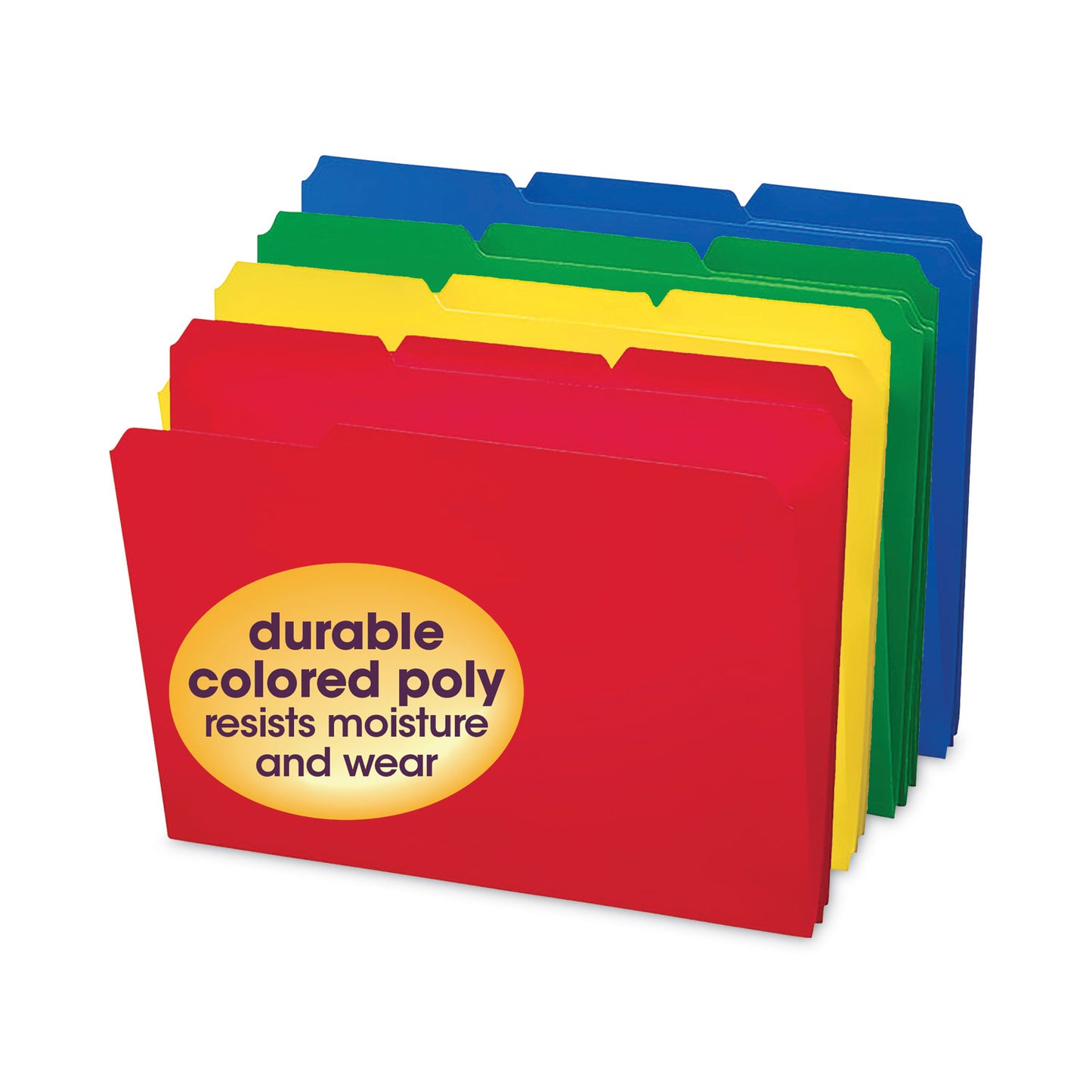 Smead Top Tab Poly Colored File Folders, 1/3-Cut Tabs: Assorted, Letter Size, 0.75" Expansion, Assorted Colors, 24/Box (10500)