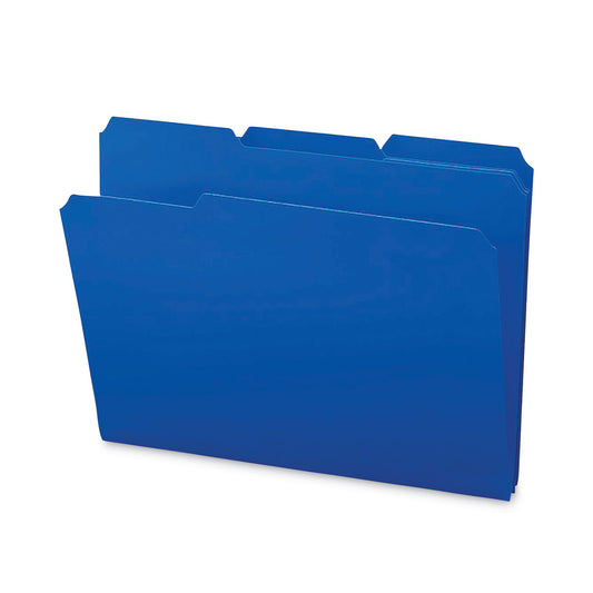 Smead Top Tab Poly Colored File Folders, 1/3-Cut Tabs: Assorted, Letter Size, 0.75" Expansion, Blue, 24/Box (10503)