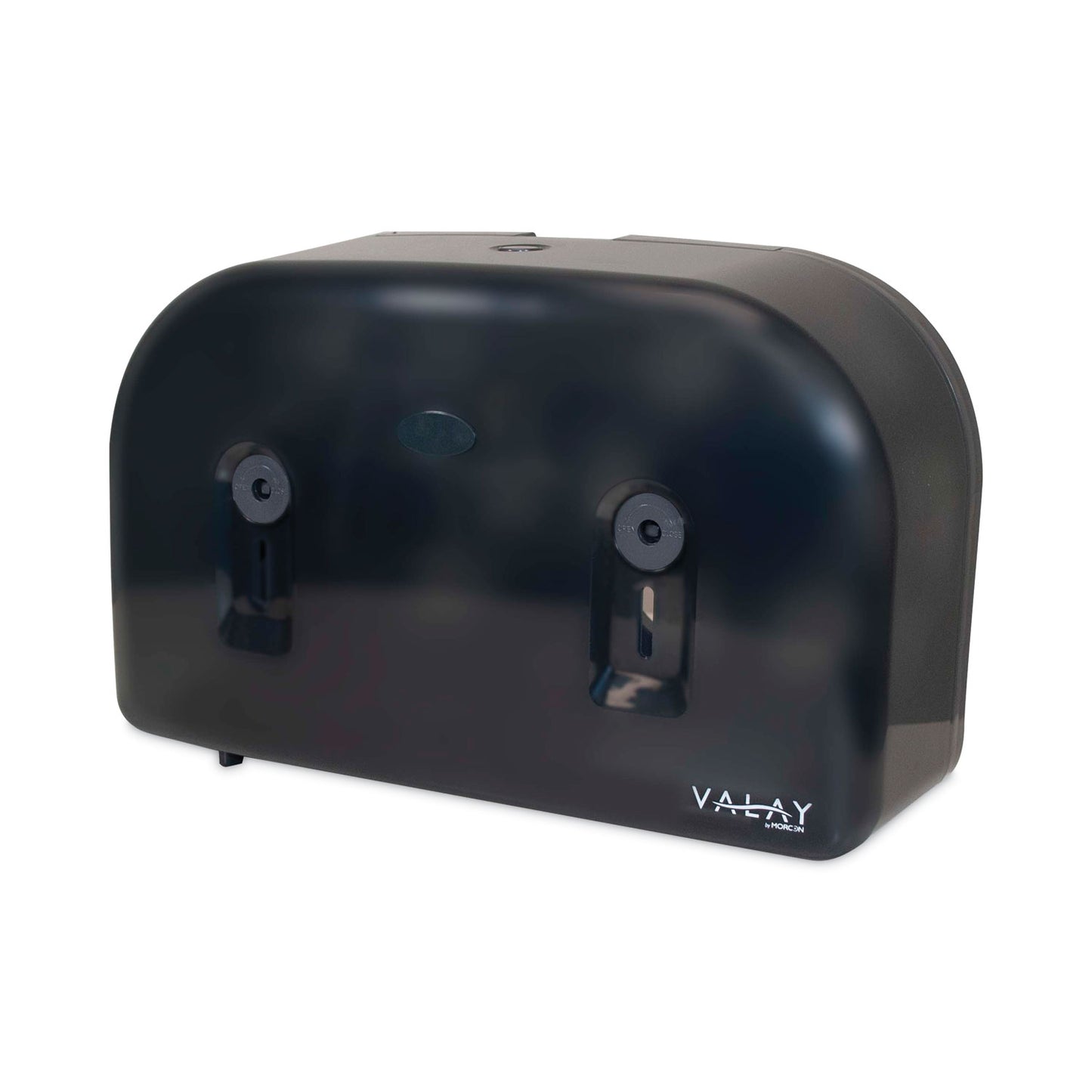 Morcon Paper Valay Plastic Mini Jumbo Bath Tissue Dispenser, Two Rolls, 9.75 x 15.87 x 5.25, Black (VT1003)