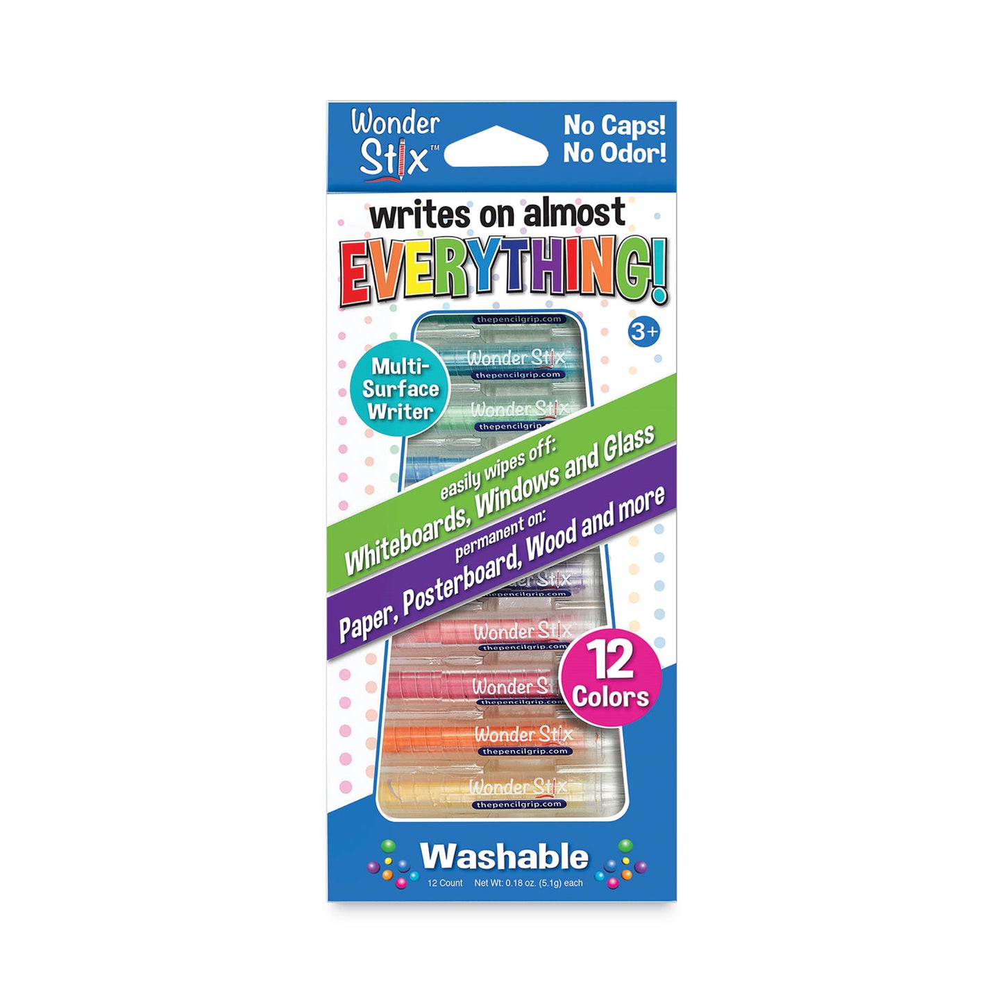 The Pencil Grip Wonder Stix, 3.75 x 0.2, Assorted Colors, 12/Pack (637)