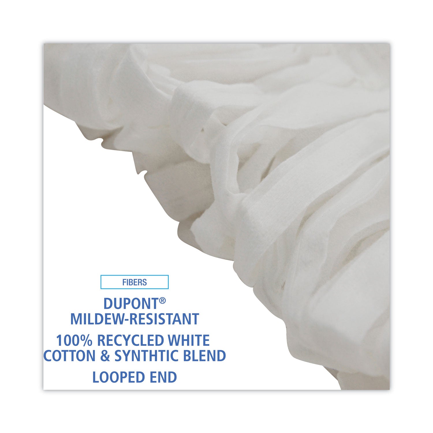 Boardwalk Mop Head, Looped, Enviro Clean With Tailband, Medium, White, 12/Carton (8002)