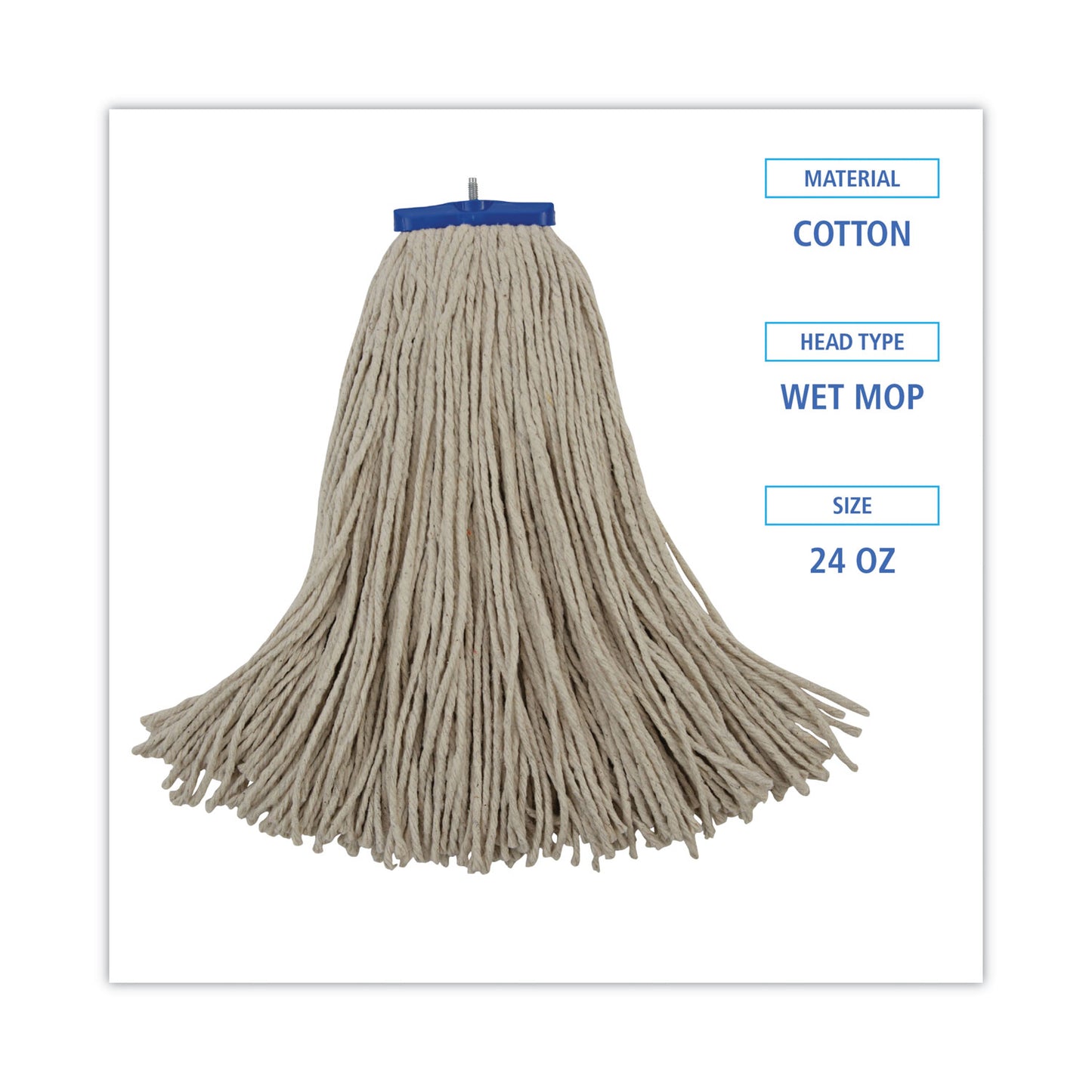 Boardwalk Cut-End Lie-Flat Wet Mop Head, Cotton, 24oz, White (724CEA)