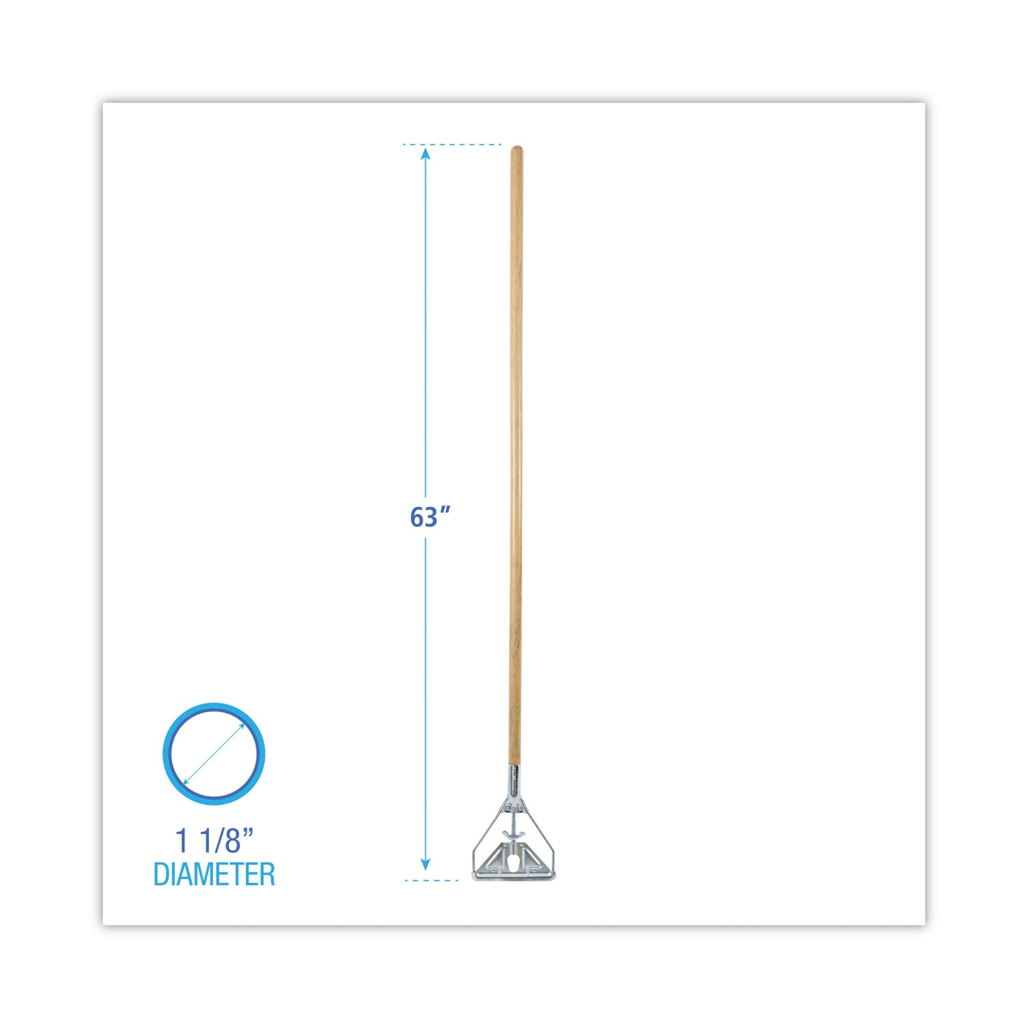 Boardwalk Screw Clamp Metal Head Wooden Mop Handle, #20+, 1.13" dia x 62", Natural (603)